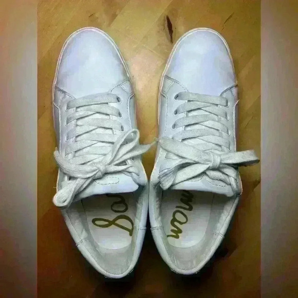 Sam Edelman Ethyl Sneakers, White Leather, Lace-up Tennis Shoes, Women's Size 8 - Picture 5 of 13